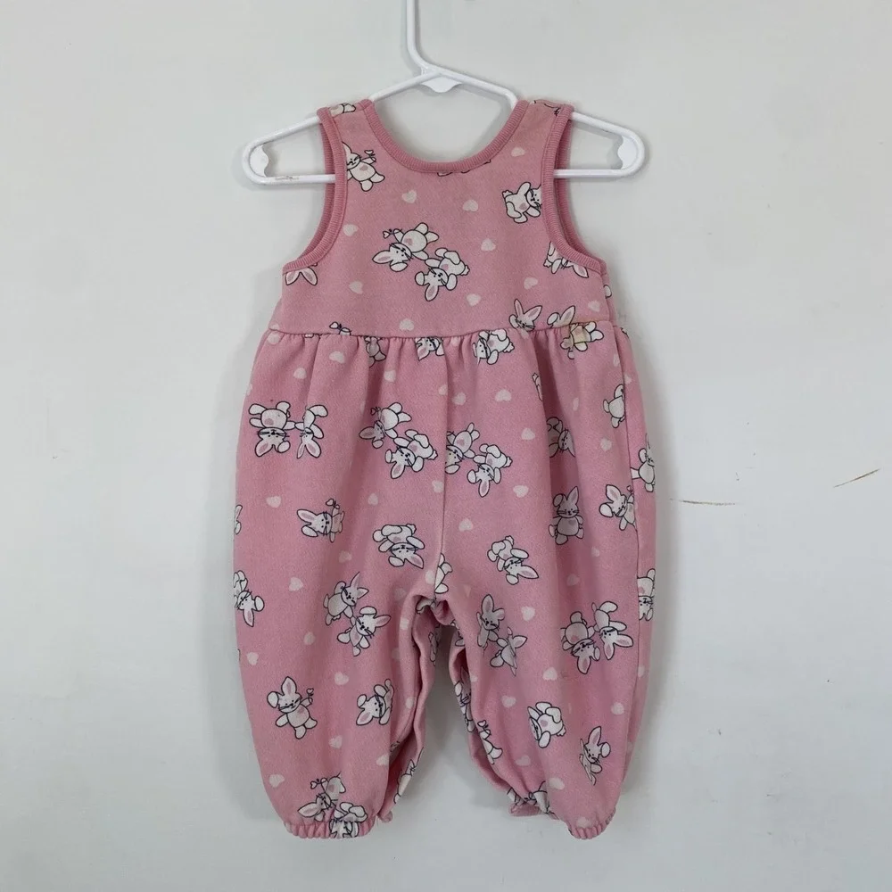 Vintage OshKosh B'Gosh Baby Easter Bunny‎ Romper Size 6-9 Months Pink Bubble USA